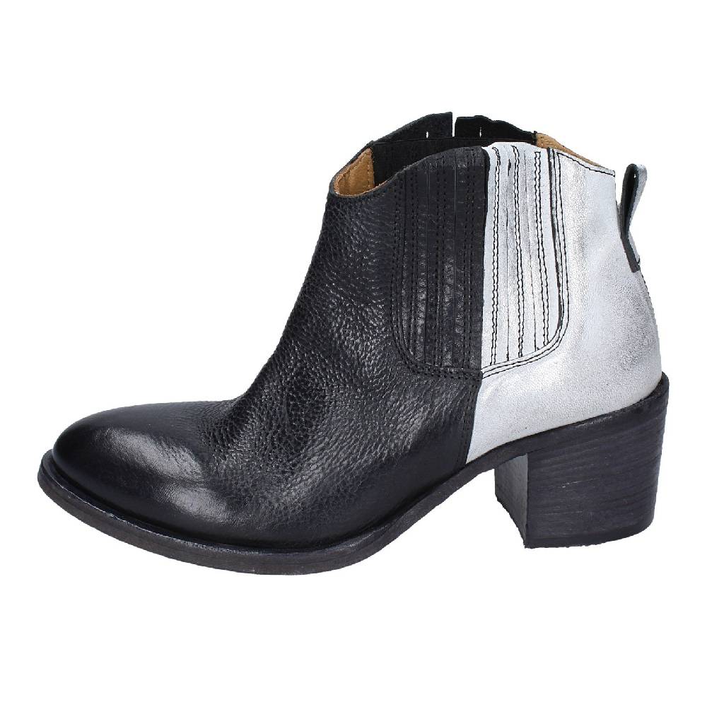 scarpe donna MOMA stivaletti nero pelle grigio 33403B VINTAGE EX393 Saldi Di Fabbrica