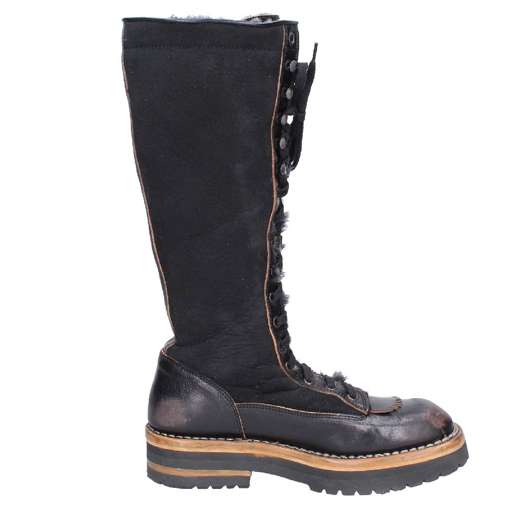 scarpe donna MOMA stivali nero pelle camoscio 81304D VINTAGE EX513 Vendita Economica
