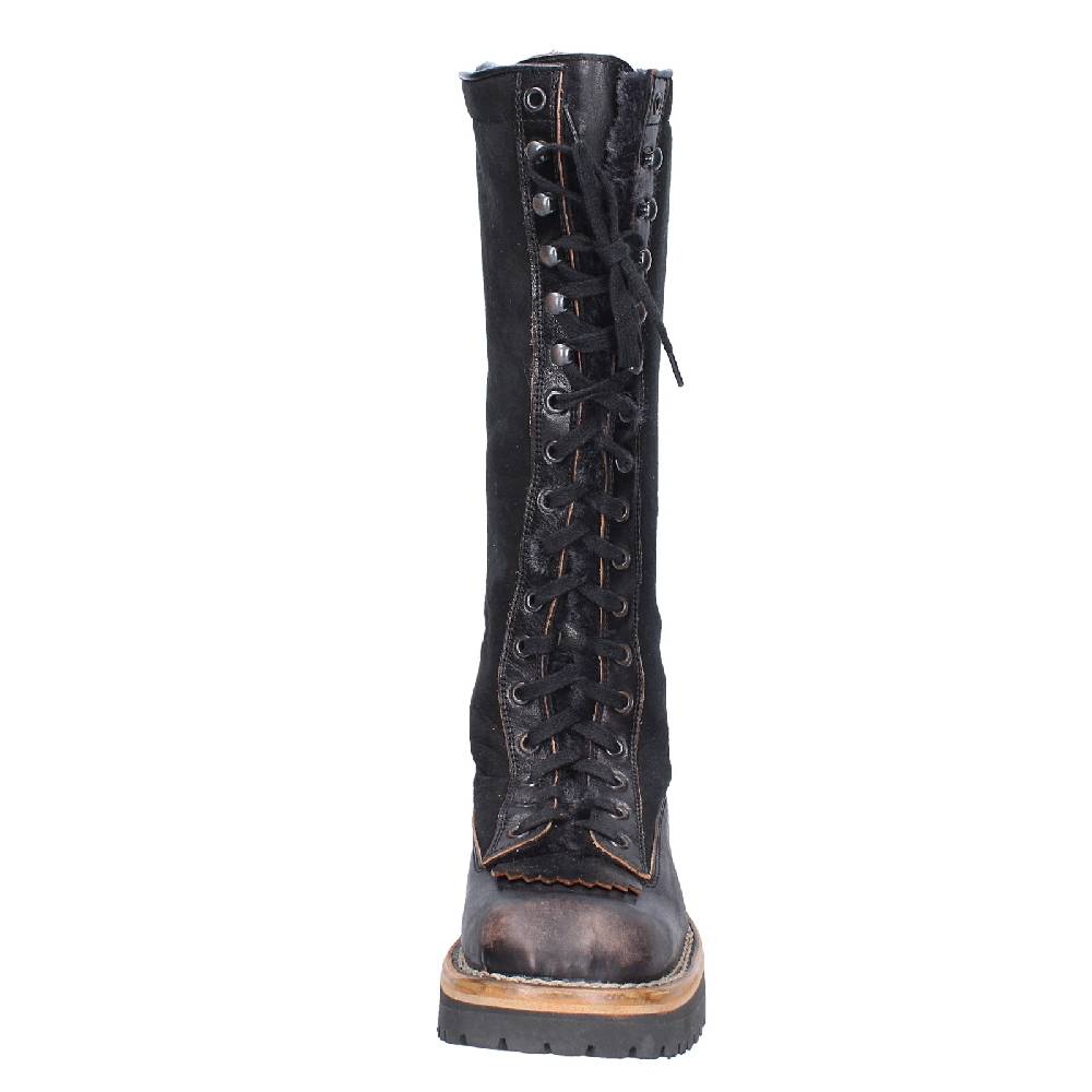scarpe donna MOMA stivali nero pelle camoscio 81304D VINTAGE EX513 Vendita Economica