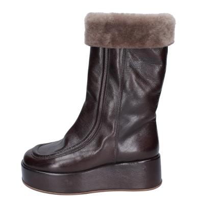 scarpe donna MOMA stivali marrone pelle pelliccia 1CW333 VINTAGE BD921 Nuovo