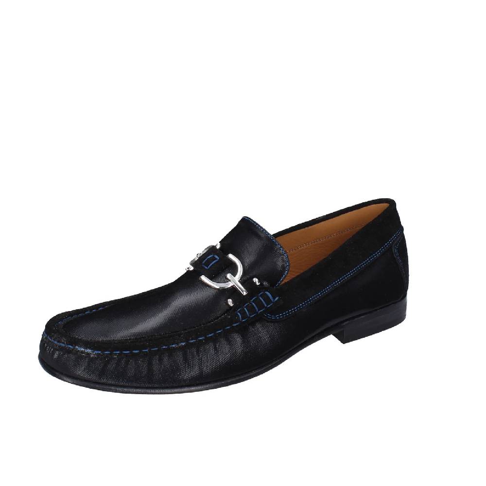 scarpe uomo DONALD PLINER mocassini nero pelle lucida camoscio EY136 Economico