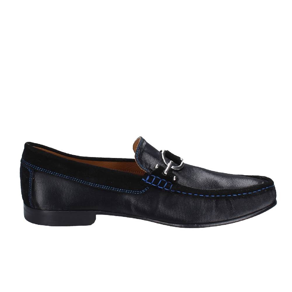 scarpe uomo DONALD PLINER mocassini nero pelle lucida camoscio EY136 Economico