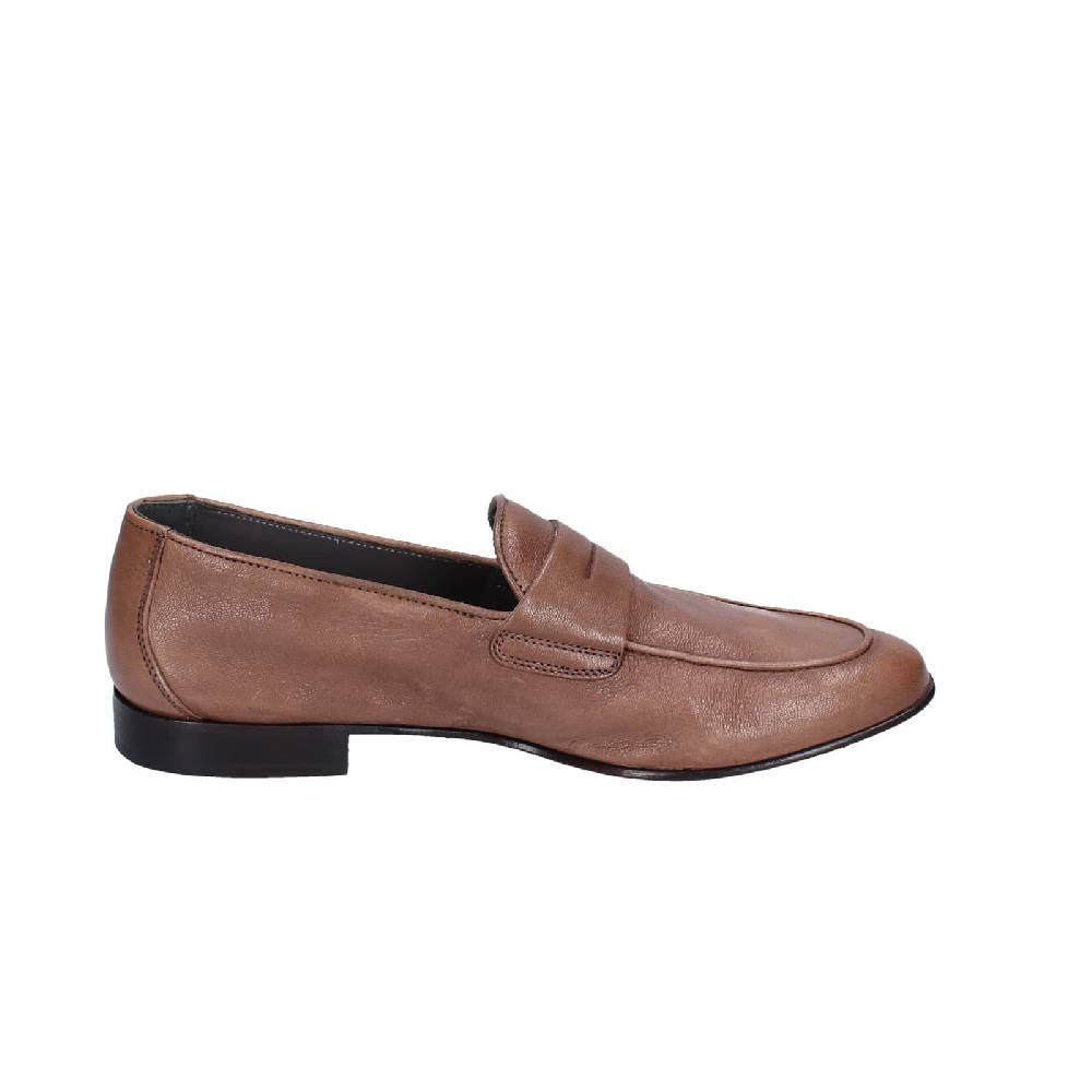 scarpe uomo POLLINI mocassini marrone pelle EY34 Offerte