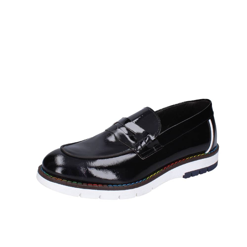 scarpe uomo EVEET mocassini nero vernice EZ230 Vendita Economica