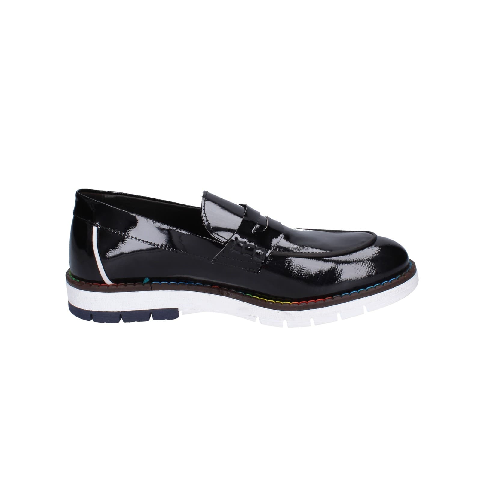 scarpe uomo EVEET mocassini nero vernice EZ230 Vendita Economica