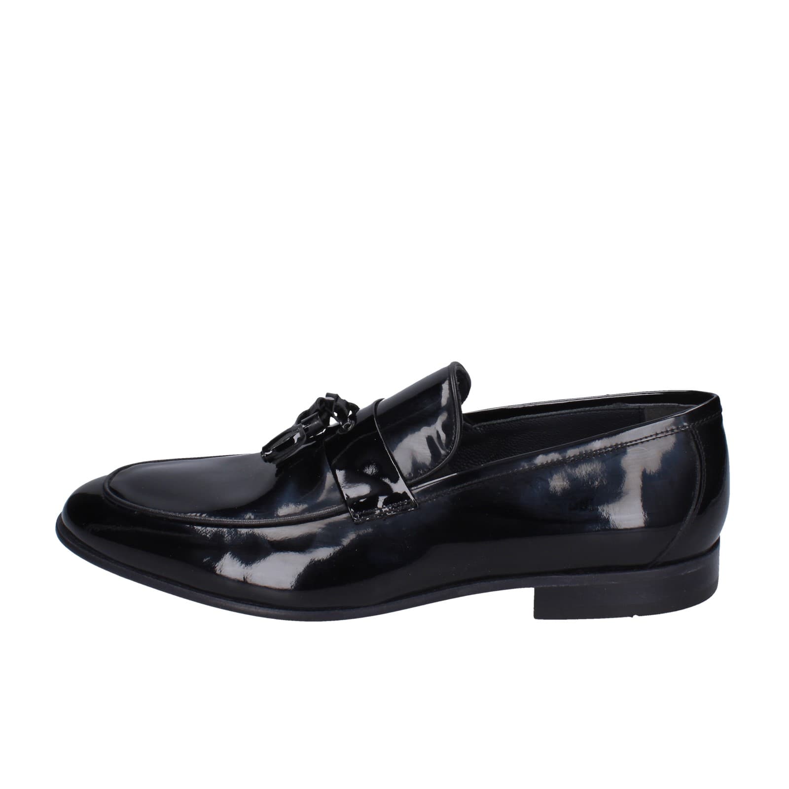 scarpe uomo EVEET mocassini nero vernice EZ91 In Saldo