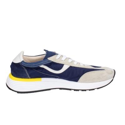 scarpe uomo MOMA classiche blu camoscio beige tela 4AS414-CRNC BC85 Italy