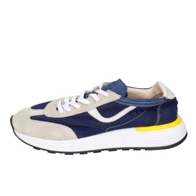 scarpe uomo MOMA classiche blu camoscio beige tela 4AS414-CRNC BC85 Italy
