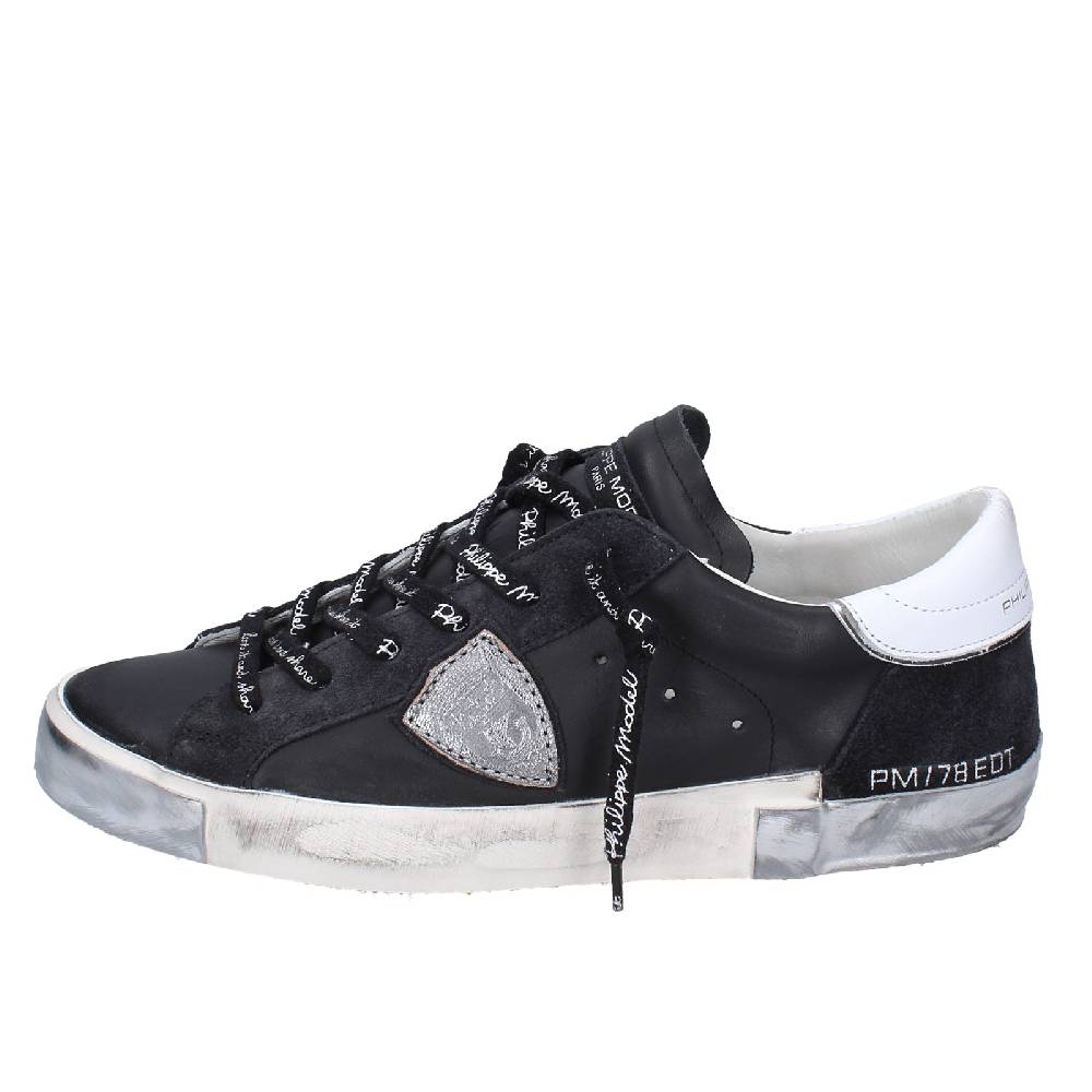 scarpe uomo PHILIPPE MODEL sneakers nero pelle camoscio EX563 Presa