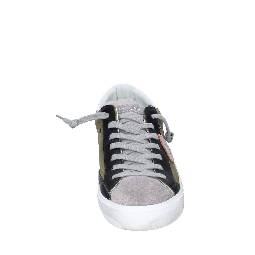 scarpe uomo PHILIPPE MODEL sneakers verde pelle grigio camoscio VINTAGE EX363 Sconto