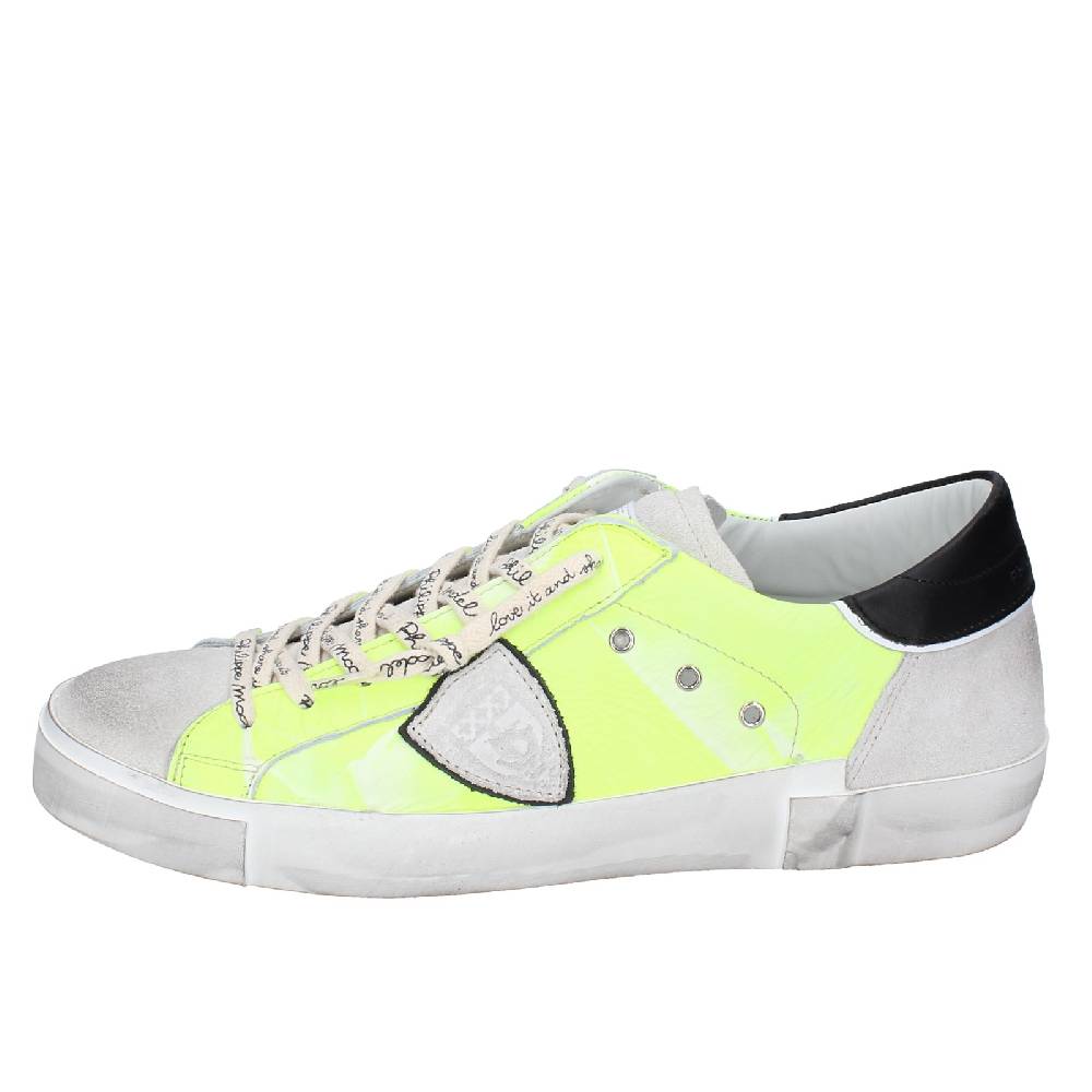 scarpe uomo PHILIPPE MODEL sneakers giallo pelle grigio camoscio VINTAGE EX359 Economico
