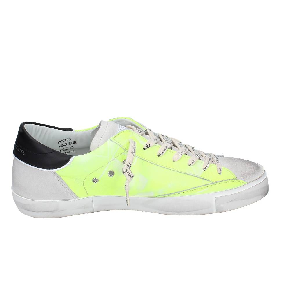scarpe uomo PHILIPPE MODEL sneakers giallo pelle grigio camoscio VINTAGE EX359 Economico