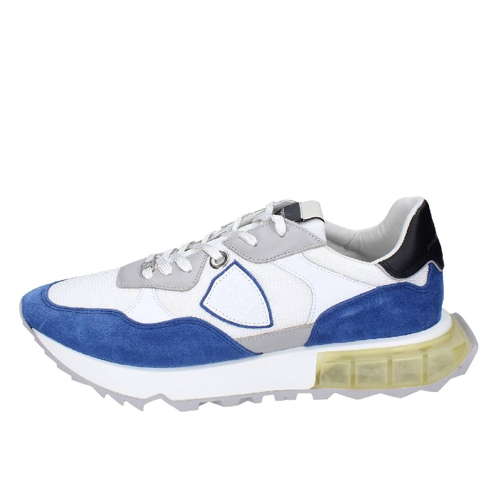 scarpe uomo PHILIPPE MODEL sneakers bianco tessuto blu camoscio EX333 Online