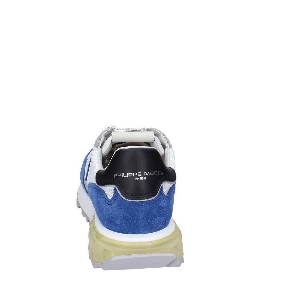 scarpe uomo PHILIPPE MODEL sneakers bianco tessuto blu camoscio EX333 Online