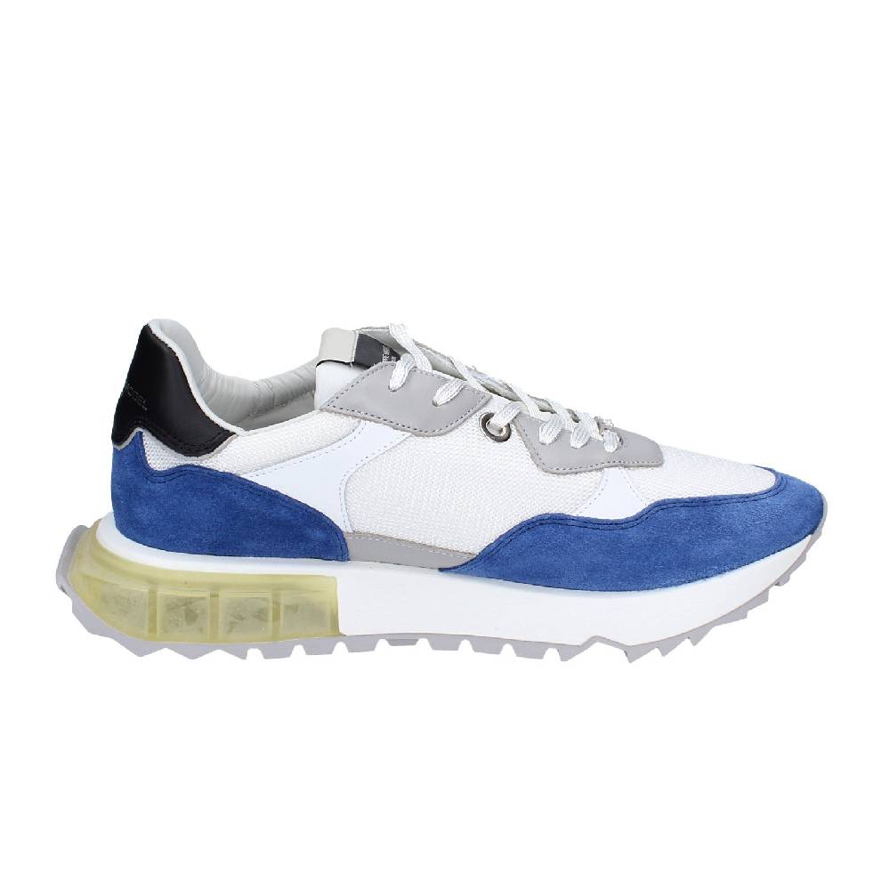 scarpe uomo PHILIPPE MODEL sneakers bianco tessuto blu camoscio EX333 Online