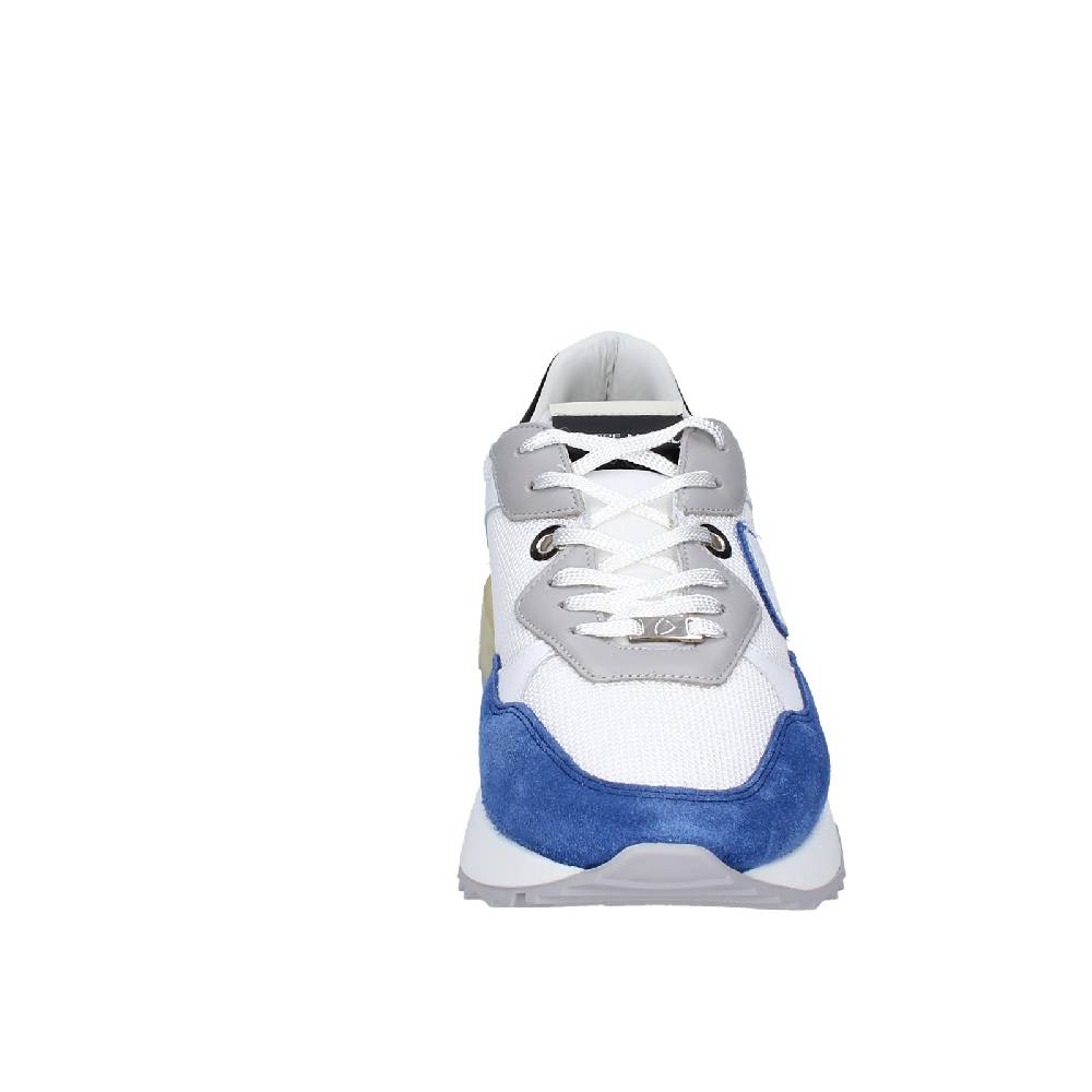 scarpe uomo PHILIPPE MODEL sneakers bianco tessuto blu camoscio EX333 Online