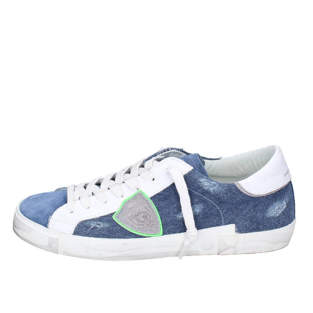 scarpe uomo PHILIPPE MODEL sneakers blu camoscio bianco tessuto VINTAGE EX351 Outlet