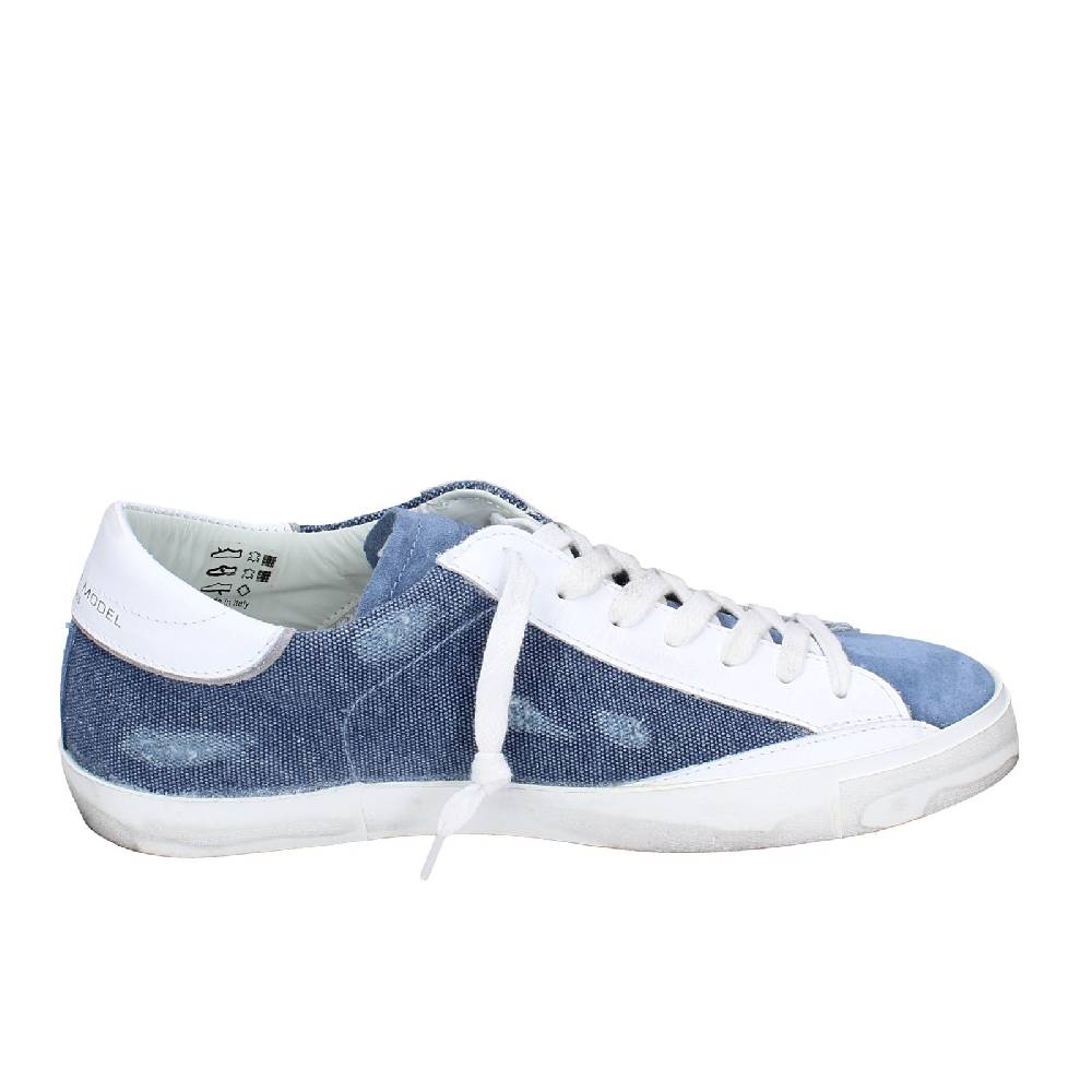 scarpe uomo PHILIPPE MODEL sneakers blu camoscio bianco tessuto VINTAGE EX351 Outlet