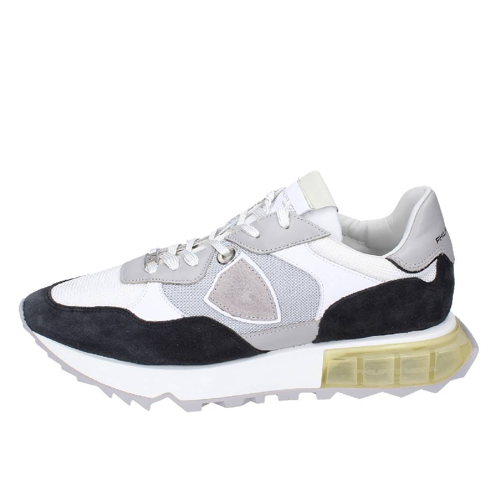 scarpe uomo PHILIPPE MODEL sneakers bianco tessuto grigio camoscio EX332 Saldi