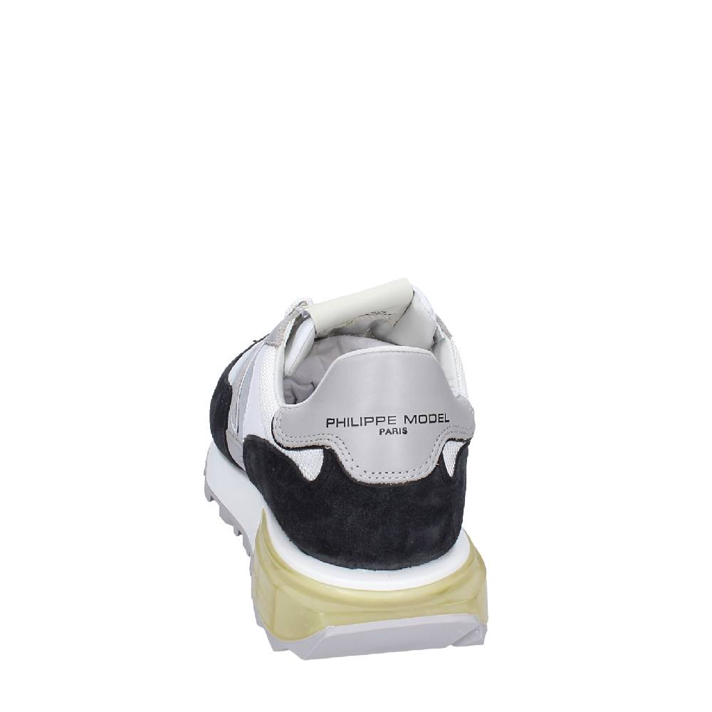 scarpe uomo PHILIPPE MODEL sneakers bianco tessuto grigio camoscio EX332 Saldi