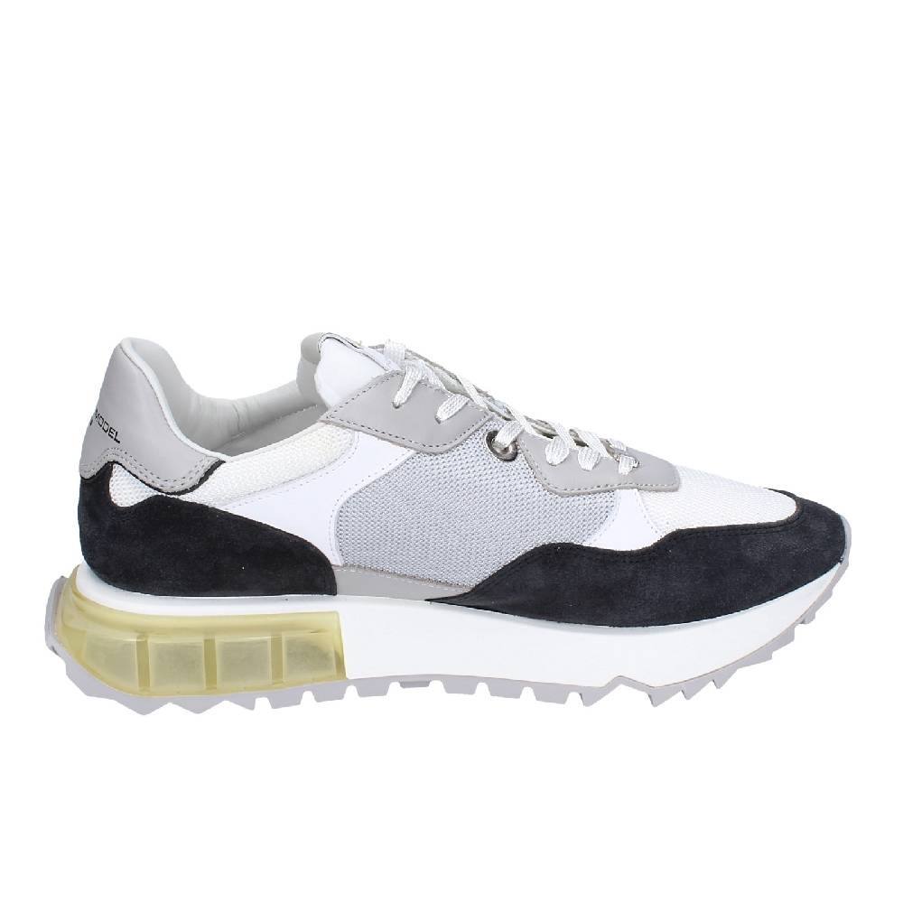 scarpe uomo PHILIPPE MODEL sneakers bianco tessuto grigio camoscio EX332 Saldi