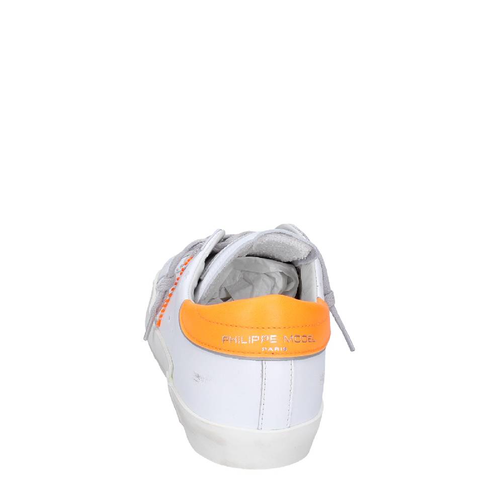 scarpe uomo PHILIPPE MODEL sneakers bianco pelle arancione VINTAGE EX339 Vendita Economica