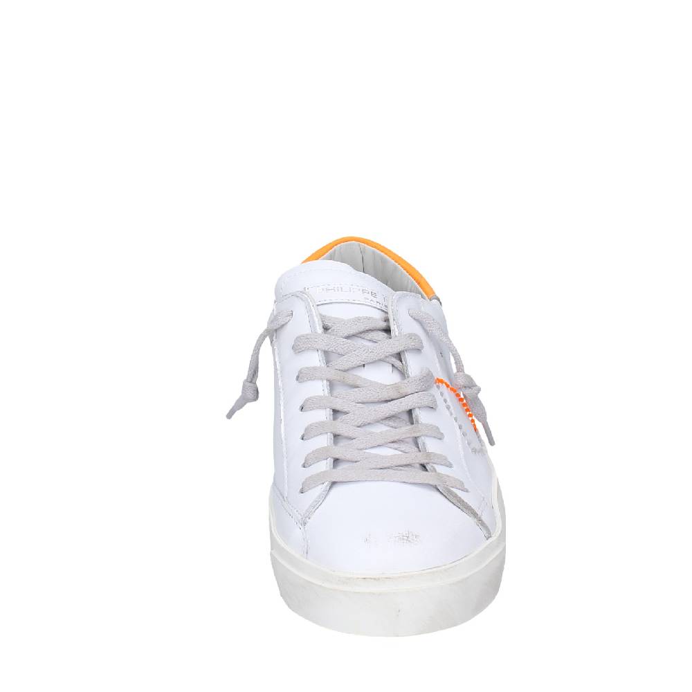 scarpe uomo PHILIPPE MODEL sneakers bianco pelle arancione VINTAGE EX339 Vendita Economica