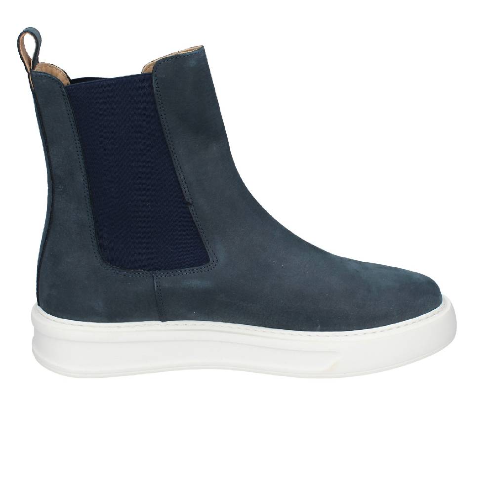 scarpe uomo STOKTON stivaletti blu pelle nabuk EX93 In Vendita