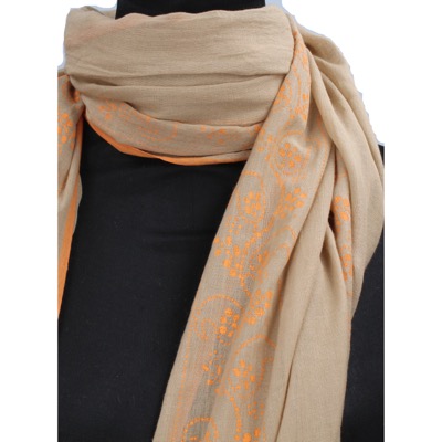 pareo donna NALI' beige cotone arancione AF444 Vendita Economica