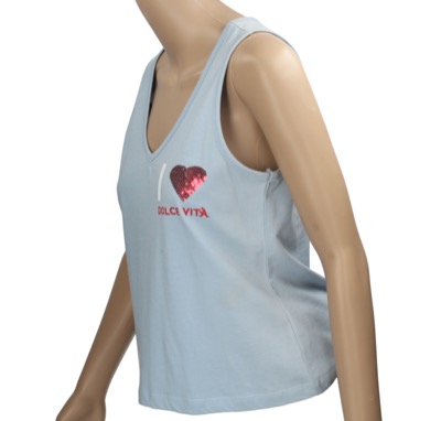 canotta donna A-STYLE tg. S celeste cotone AP11 Promozione