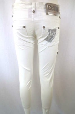 pantaloni donna PINKO 42 bianco cotone AR816 In Linea