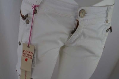 pantaloni donna PINKO 42 bianco cotone AR816 In Linea