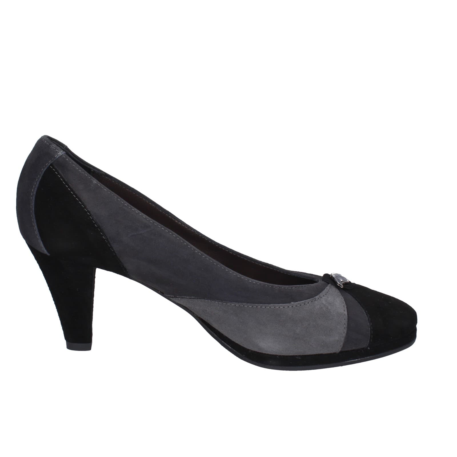 scarpe donna CONFORT decollete nero camoscio grigio EZ369 Prezzo Ridotto