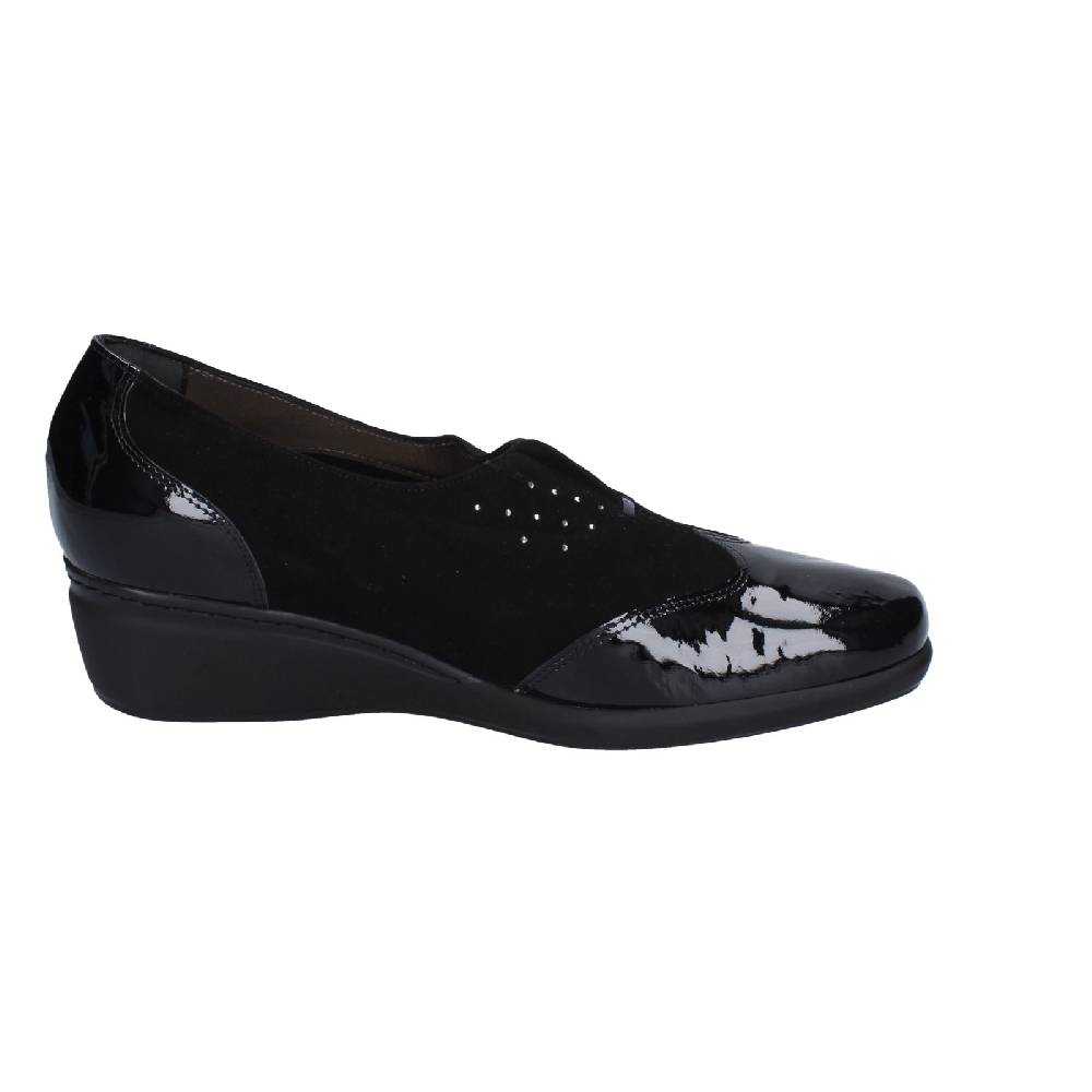 scarpe donna CONFORT decollete nero vernice camoscio EZ330 Saldi Di Fabbrica