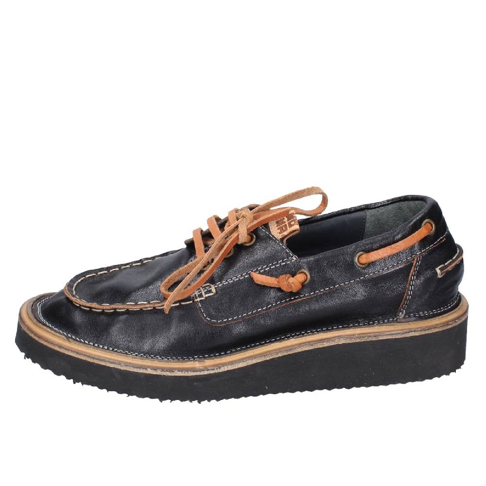 scarpe donna MOMA mocassini nero pelle EY598 In Saldo