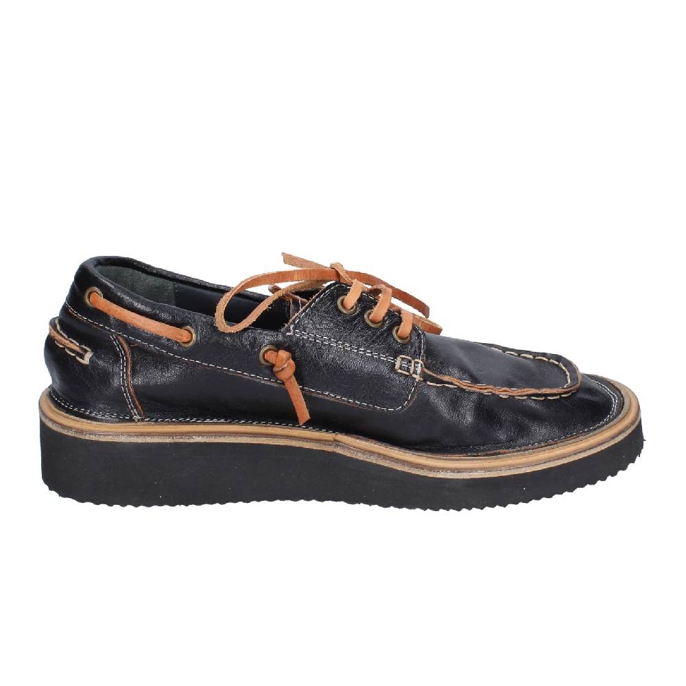 scarpe donna MOMA mocassini nero pelle EY598 In Saldo