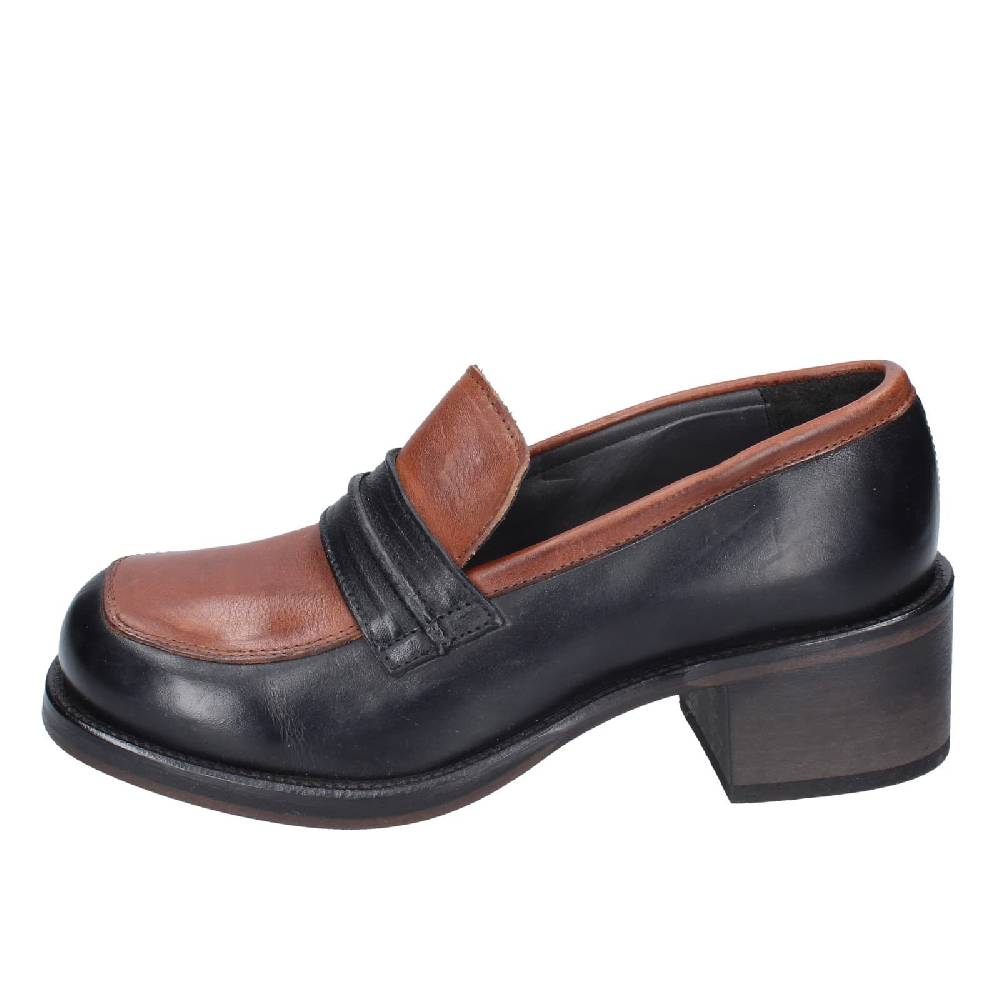 scarpe donna MOMA mocassini marrone pelle nero 72304E EY559 2025