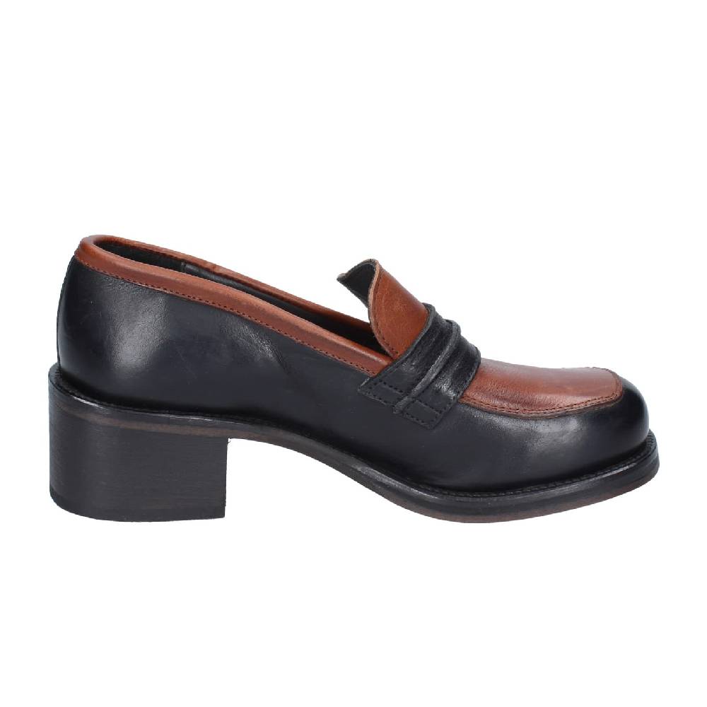 scarpe donna MOMA mocassini marrone pelle nero 72304E EY559 2025
