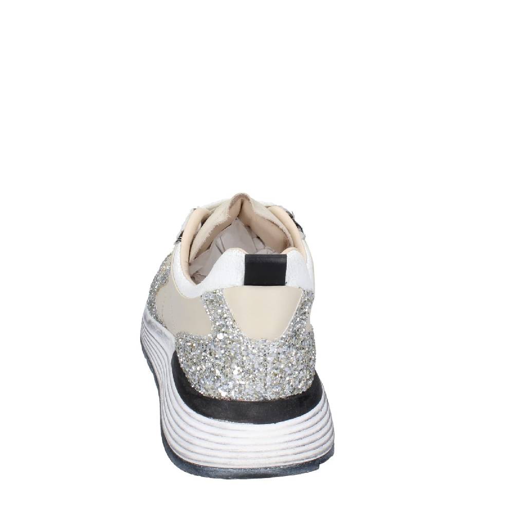 scarpe donna MOMA sneakers beige pelle argento glitter 3AS401 EY558 Sottocosto