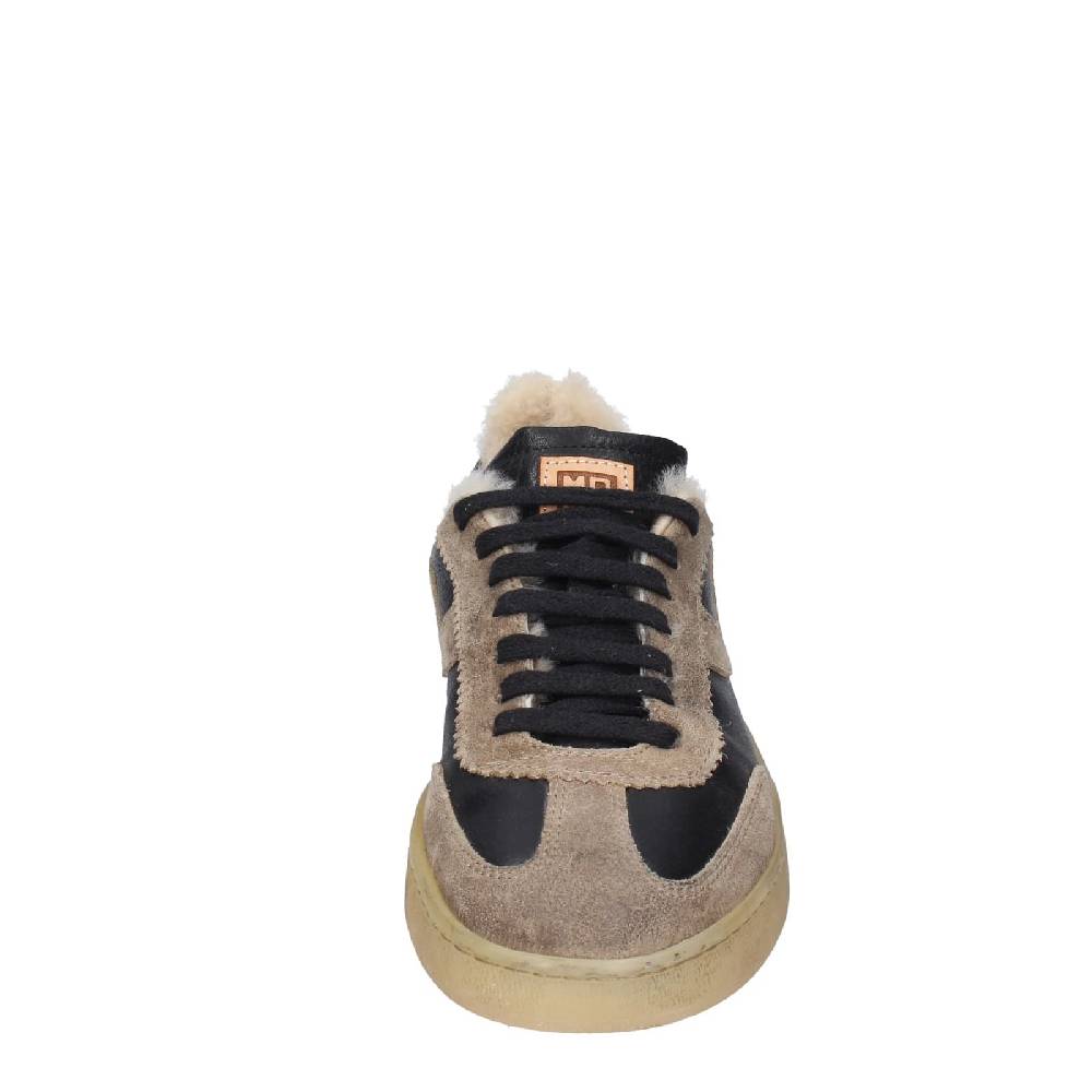 scarpe donna MOMA sneakers nero pelle beige 89301A EY602 In Vendita