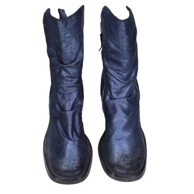 scarpe donna MOMA stivaletti blu pelle camoscio 1CW343 VINTAGE BD819 2025