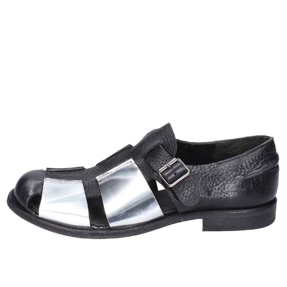 scarpe donna MOMA sandali nero pelle argento 40401G VINTAGE EX410 Shopping Online