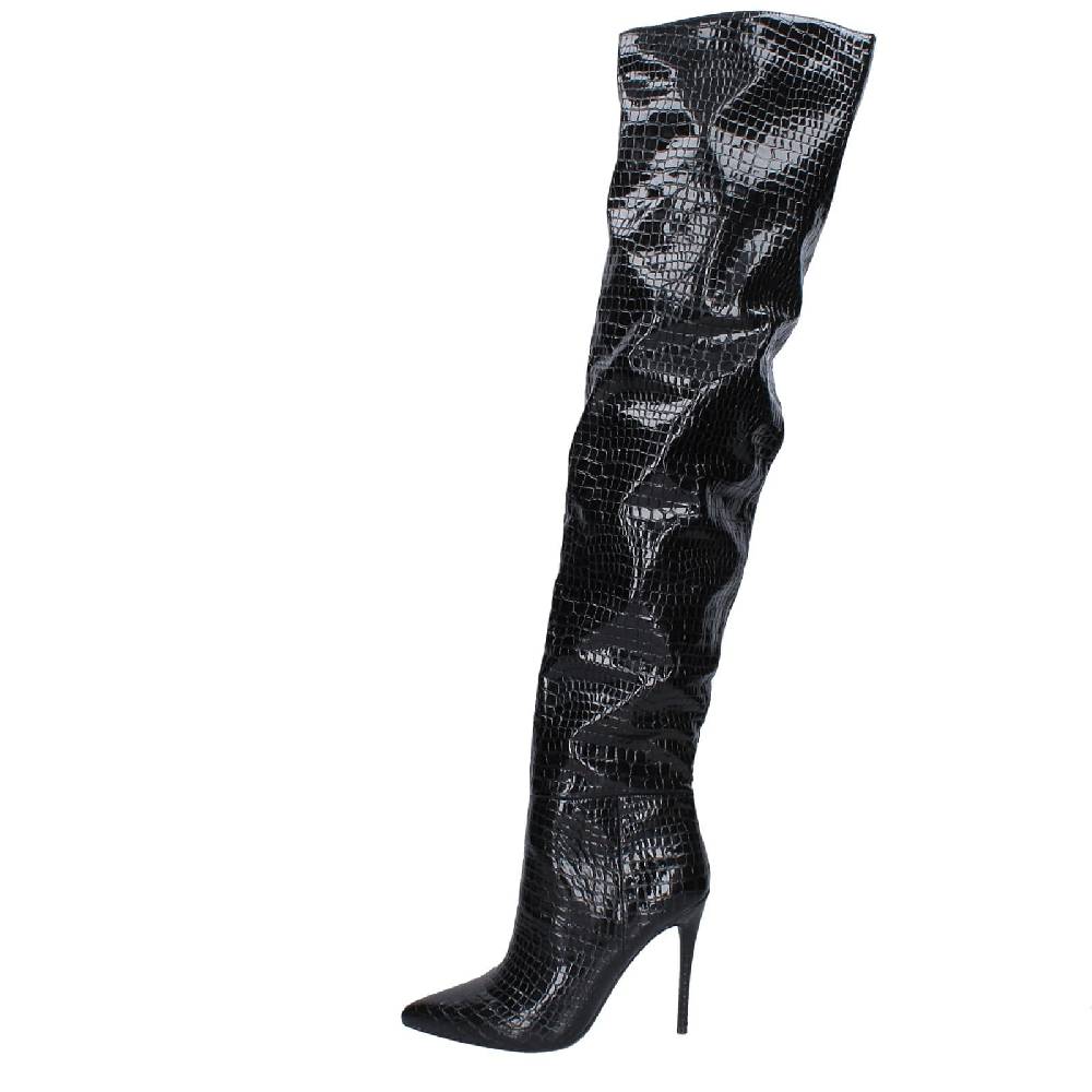 scarpe donna WINNIE MARLOW stivali nero vernice EY276 Offerta