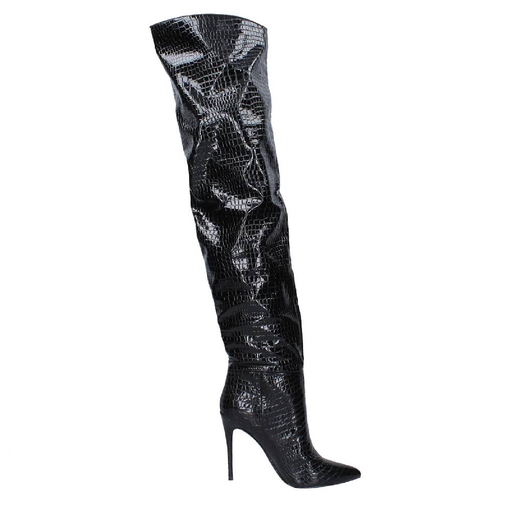 scarpe donna WINNIE MARLOW stivali nero vernice EY276 Offerta