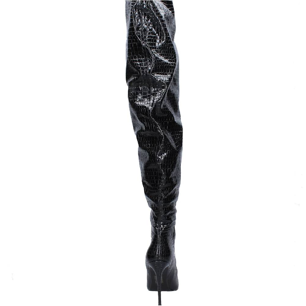 scarpe donna WINNIE MARLOW stivali nero vernice EY276 Offerta