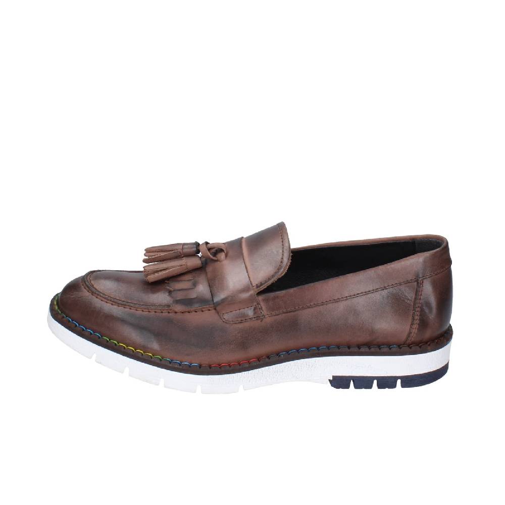 scarpe uomo EVEET mocassini marrone pelle EZ146 Grande vendita