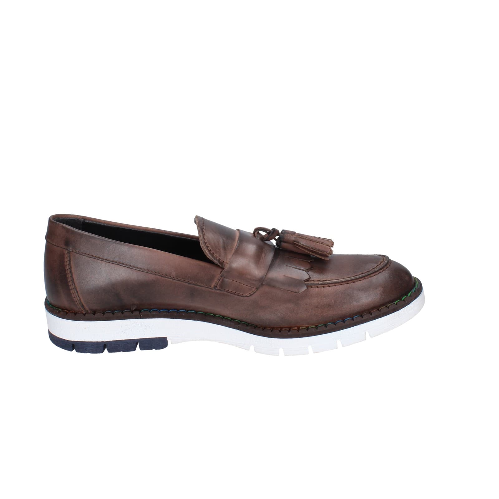 scarpe uomo EVEET mocassini marrone pelle EZ146 Grande vendita