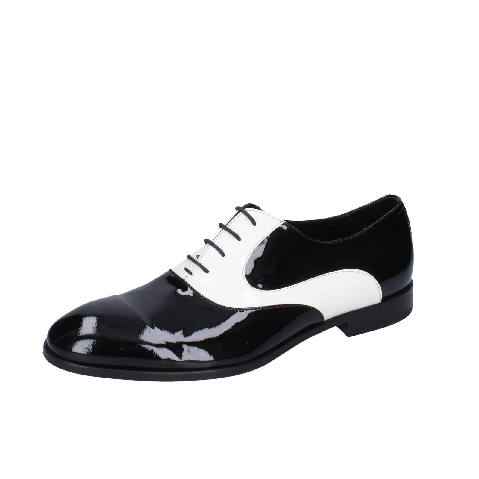 scarpe uomo EVEET classiche bianco vernice nero EZ194 Offerta per la Festa della Mamma