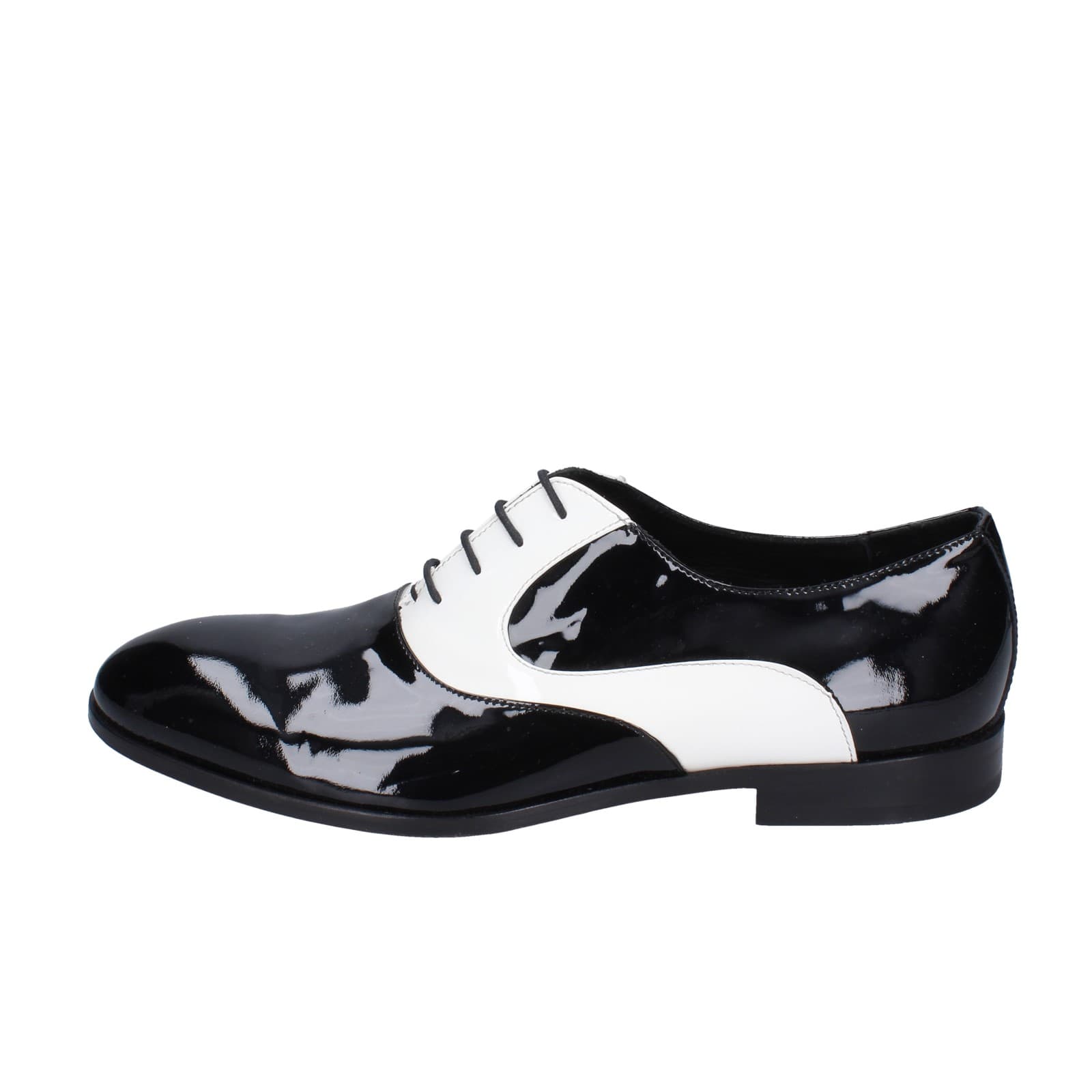 scarpe uomo EVEET classiche bianco vernice nero EZ194 Offerta per la Festa della Mamma