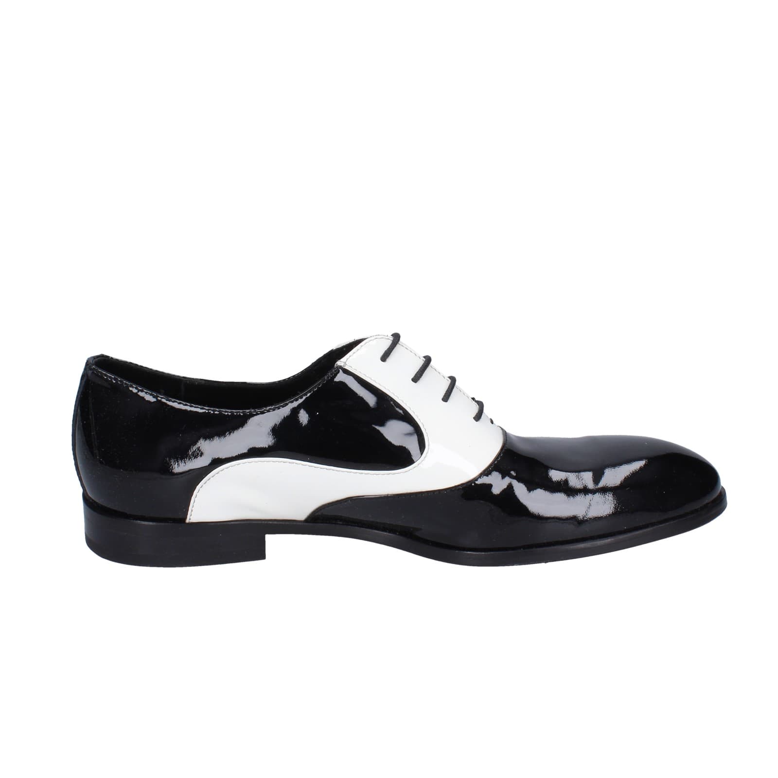 scarpe uomo EVEET classiche bianco vernice nero EZ194 Offerta per la Festa della Mamma